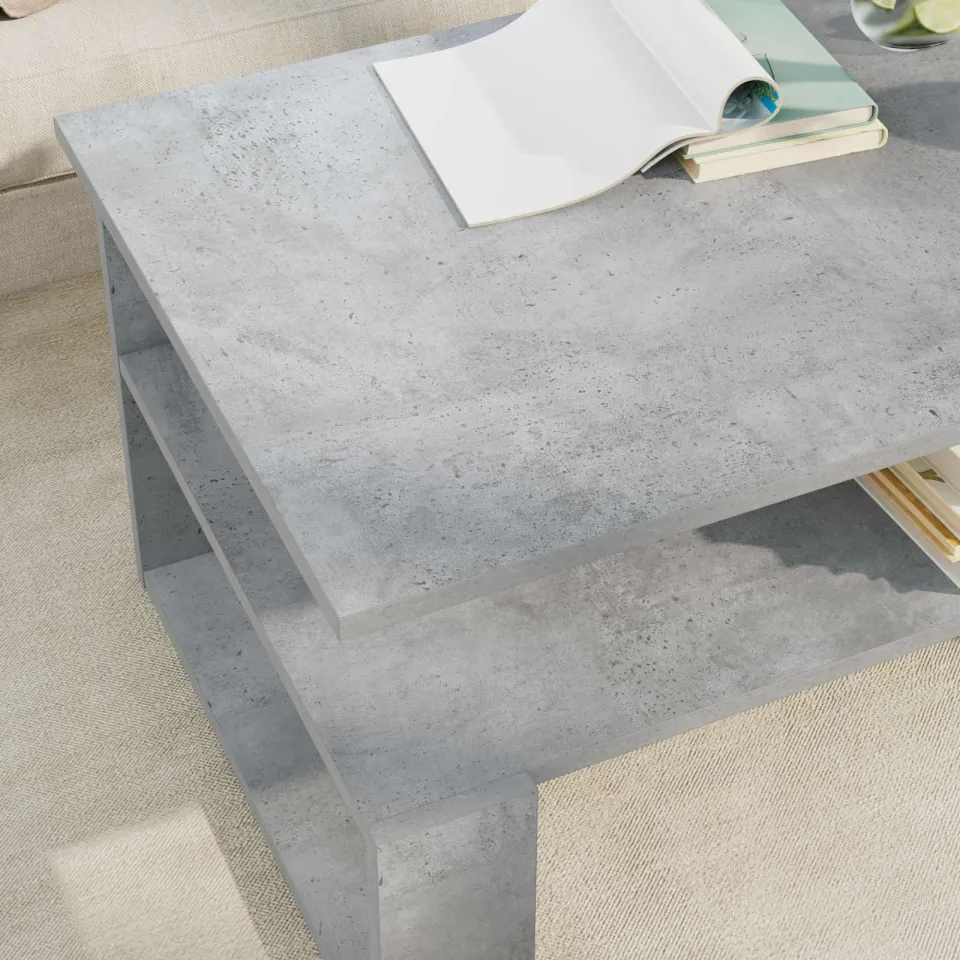 vidaXL Salontafel Beton Grijs 90 x 50 x 40 cm Bewerkt hout, foto 4