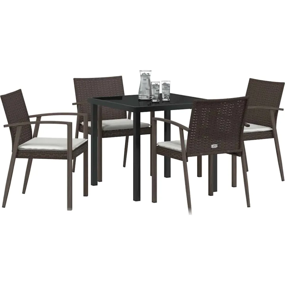 vidaXL Tuin eettafelset 5 st Bruin en zwart PE Rattan