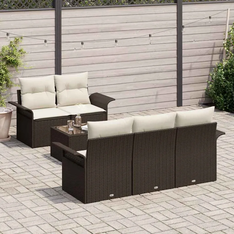 vidaXL Bankstel 6 st Bruin poly rattan, foto 3
