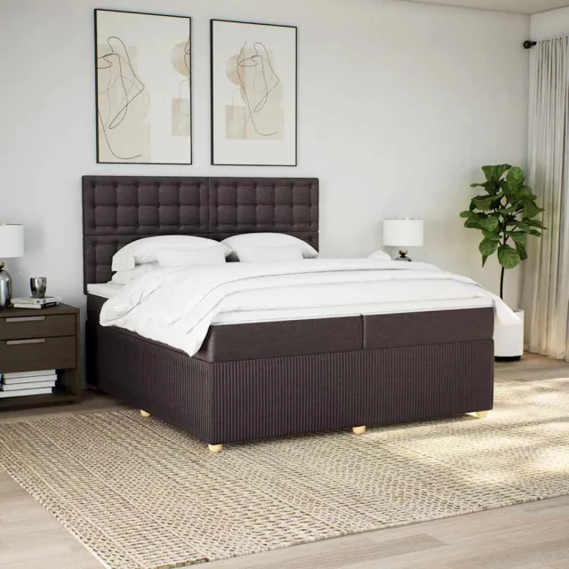 vidaXL Boxspring met matras stof donkerbruin 200x200 cm bruin