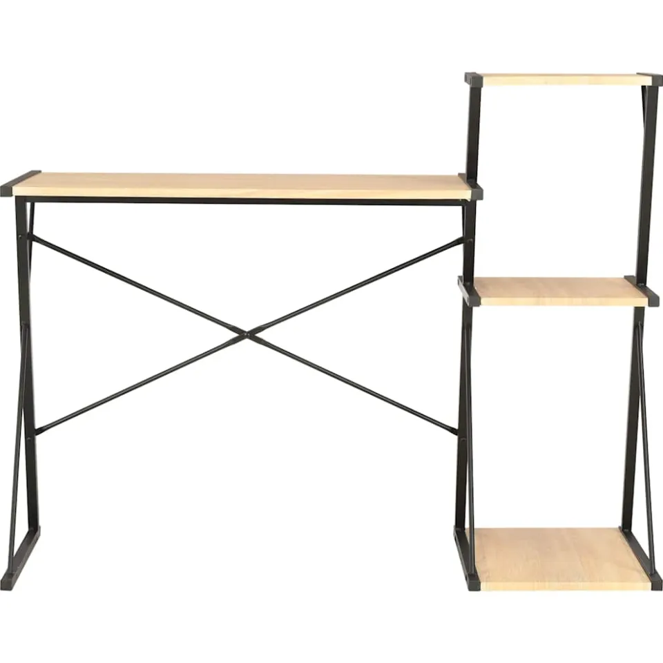 vidaXL Bureau met schap 116x50x93 cm zwart en eikenkleurig