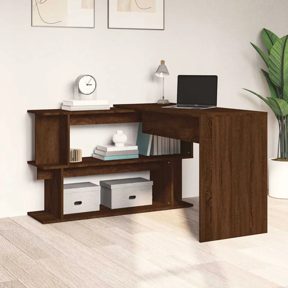 vidaXL Hoekbureau 200x50x76 cm bewerkt hout bruin eikenkleur, foto 3
