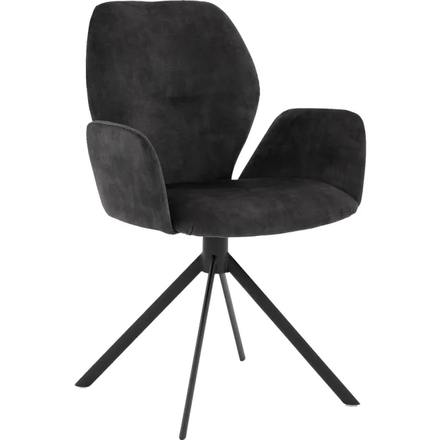 Goossens Eetkamerstoel Hera antraciet velvet stof met armleuning, modern design velvet antraciet 67