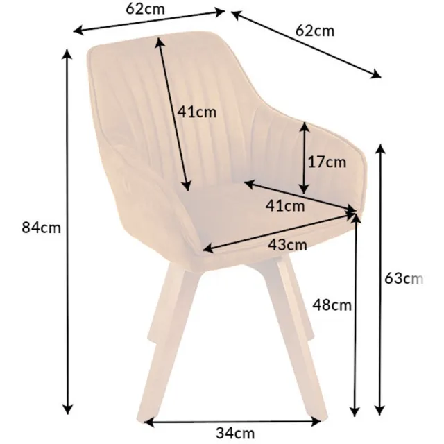 Invicta Interior Draaibare design stoel LIVORNO mosterdgeel fluweel beukenhouten poten met armleuningen - 41310 Zie omschrijving