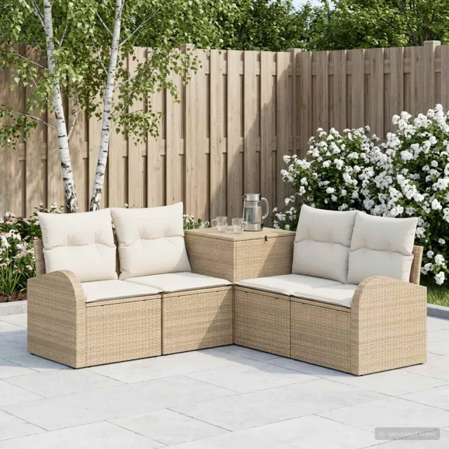 vidaXL Bankstel 5 st Beige en Crème Wit 179 x 179 x 85 cm