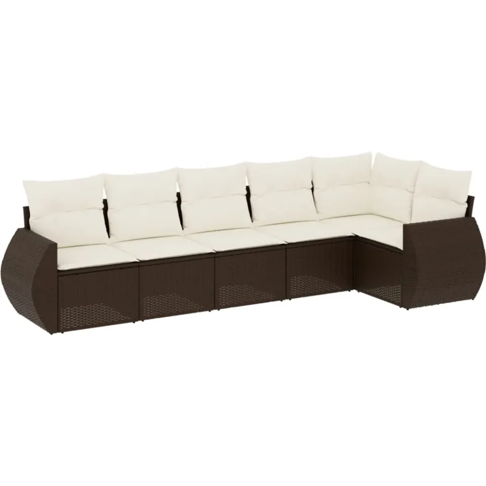 vidaXL 6-delige Loungeset met kussens poly rattan bruin, foto 3