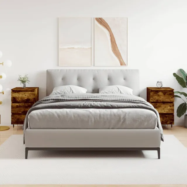 vidaXL Nachtkastjes 2 st 40x35x69 cm bewerkt hout gerookt eikenkleurig, foto 2