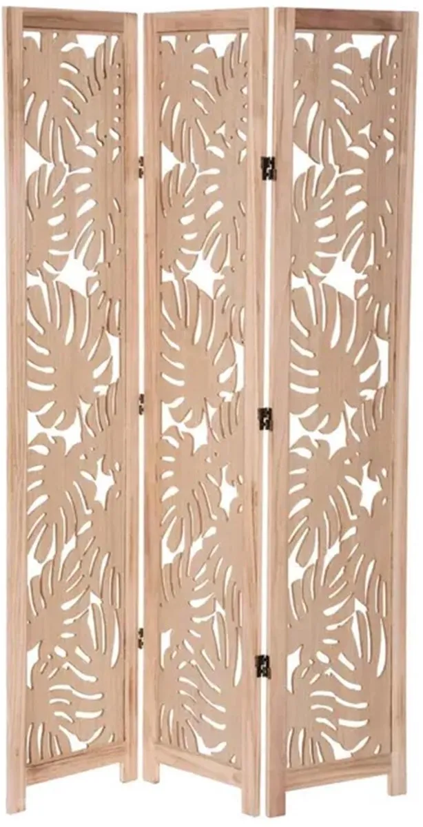 Atmosphera Luxe Kamerscherm Jungle Palms met 3 vlakken - beige - mdf - 105 x 165 cm - afscherming wand - omkleden