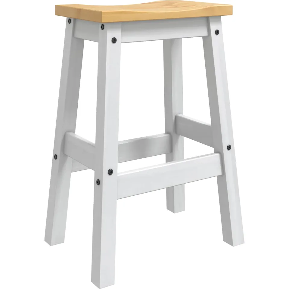 vidaXL Barkruk CORONA 2 st Wit en Honing Was 44 x 30 x 63 cm
