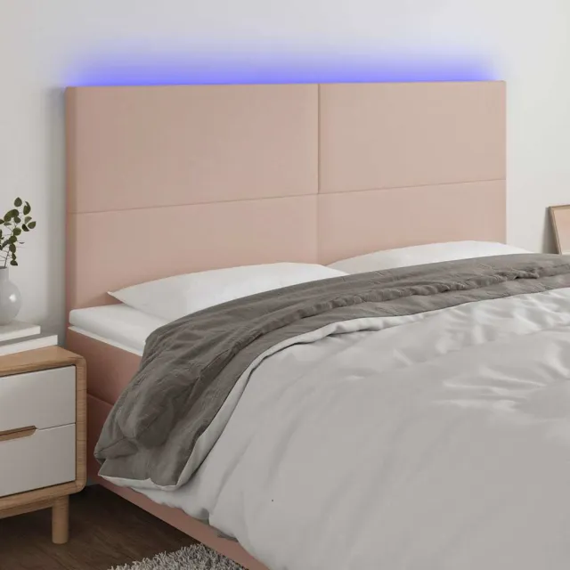 vidaXL Hoofdbord LED 200x5x118/128 cm kunstleer cappuccinokleurig Bruin