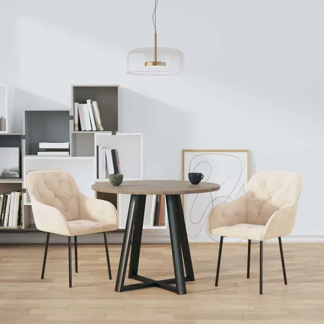 vidaXL Eetkamerstoelen 2 st fluweel crèmekleurig