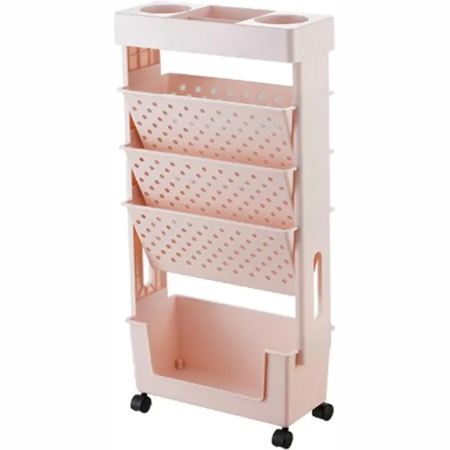 HEEPDDgqb0786h4d-12 Moving Bookcase, More Layer Iges Rotatable Removable, Practical Rolling Organisation Shelf Made of Plastic with Large Capacity, (Pink), (HEEPDDgqb0786h4d-12) Roze