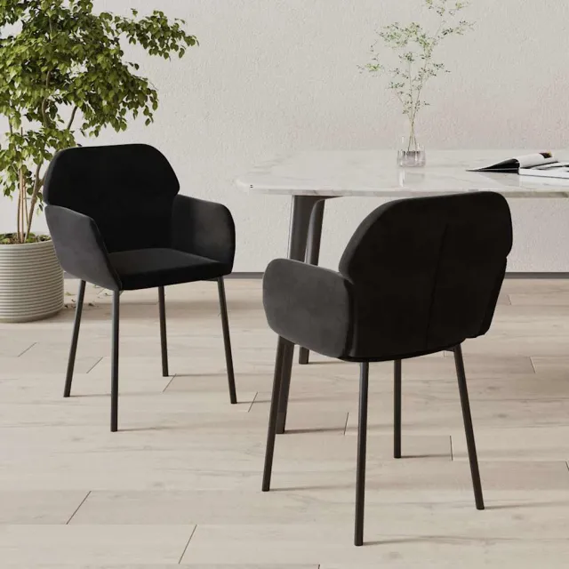 vidaXL Eetkamerstoelen 2 st fluweel zwart, foto 2