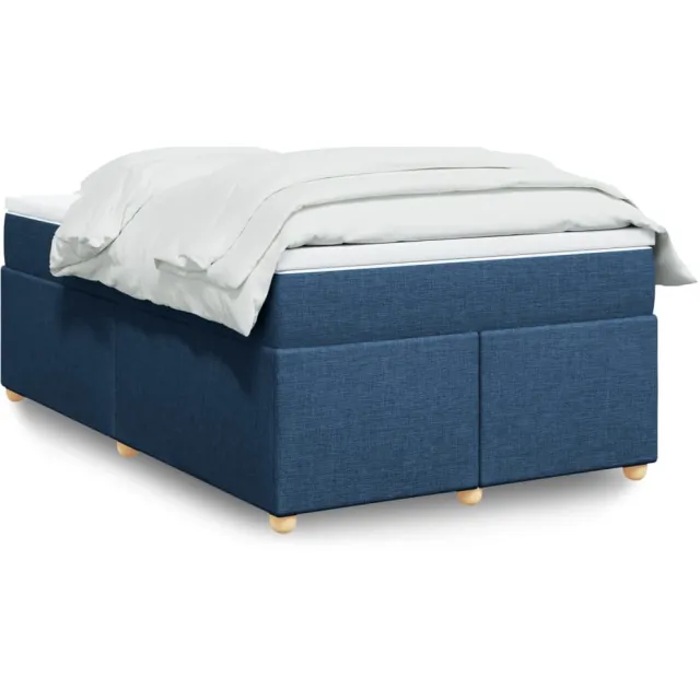 vidaXL Boxspring met matras stof blauw 120x200 cm