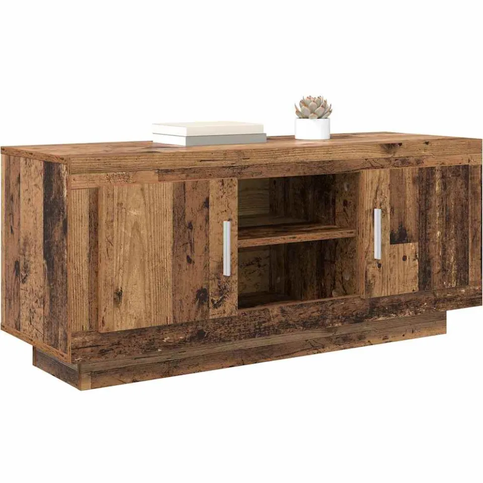 vidaXL TV-kast 102 x 35 x 45 cm Oud Hout Bewerkt hout Bruin
