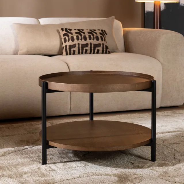 Bronx71 Salontafel Rio Ø58 cm rustiek eiken - Salontafel rond Bruin