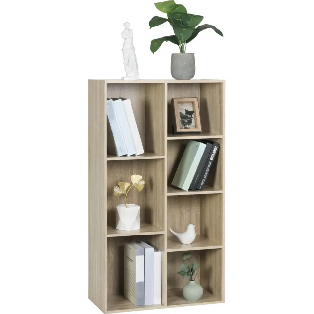 Bolt Edge Boekenkast - 7 Vakken - Oak - MDF - Voor Woonkamer en Slaapkamer Bruin