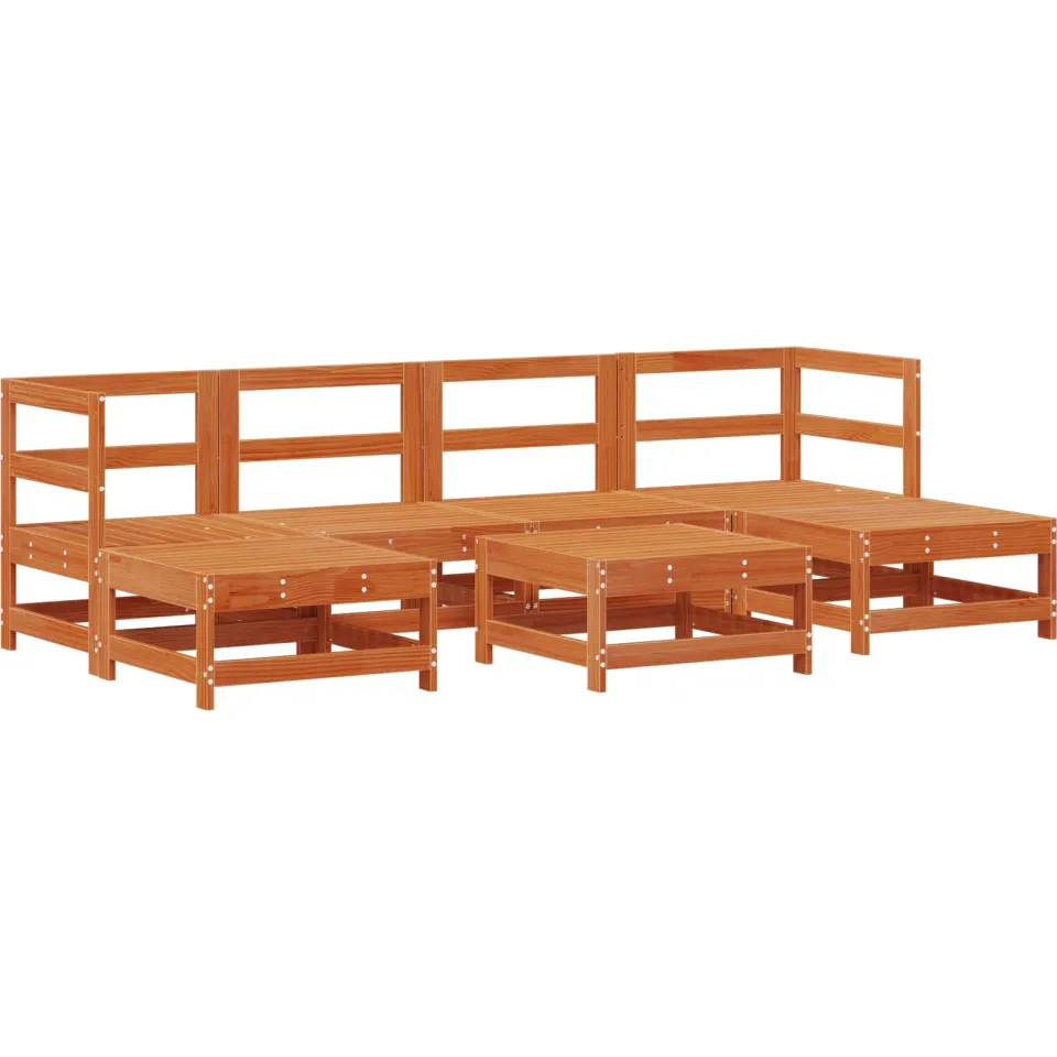 vidaXL Tuin loungeset 7 st Wasbruin Massief grenenhout