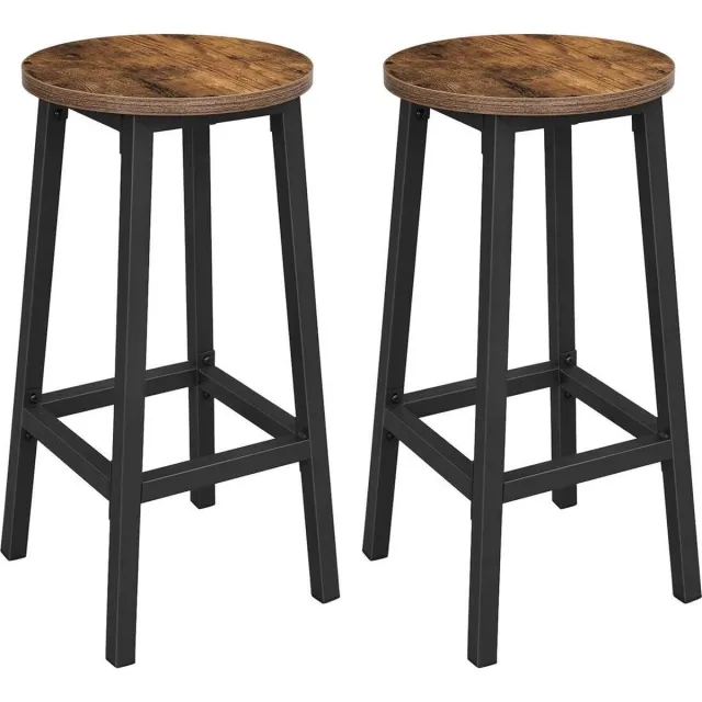 Segenn 's Barkrukken set van 2 - Barkruk - keukenstoelen - Met stevig stalen frame - Hoogte 65 cm - industrieel - Vintage Bruin-Zwart Bruin - Vintage