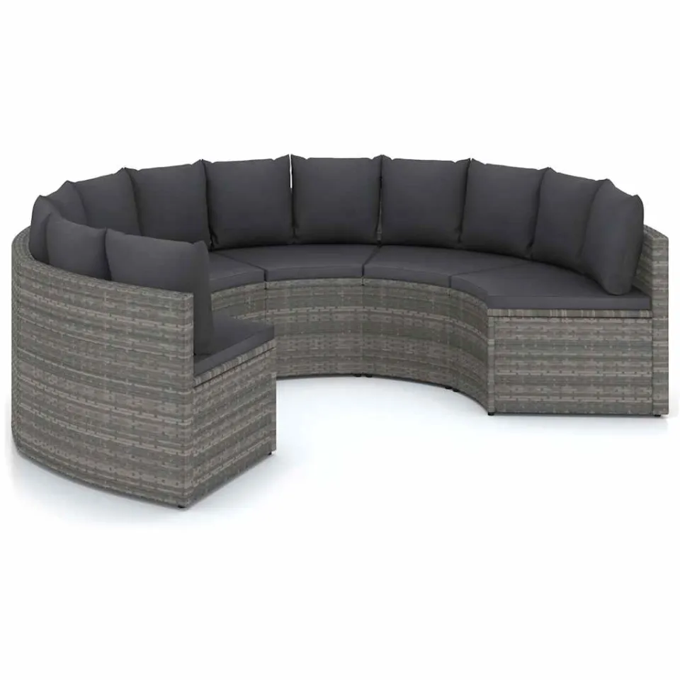 vidaXL 6-delige Loungeset met kussens poly rattan grijs, foto 3