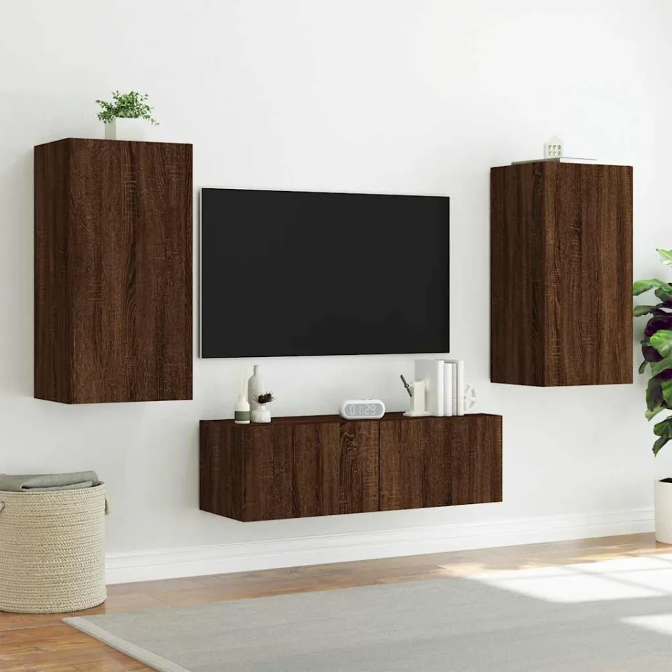 vidaXL Tv-wandmeubel met LED-verlichting 40,5x35x80 cm bruineikenkleur, foto 4