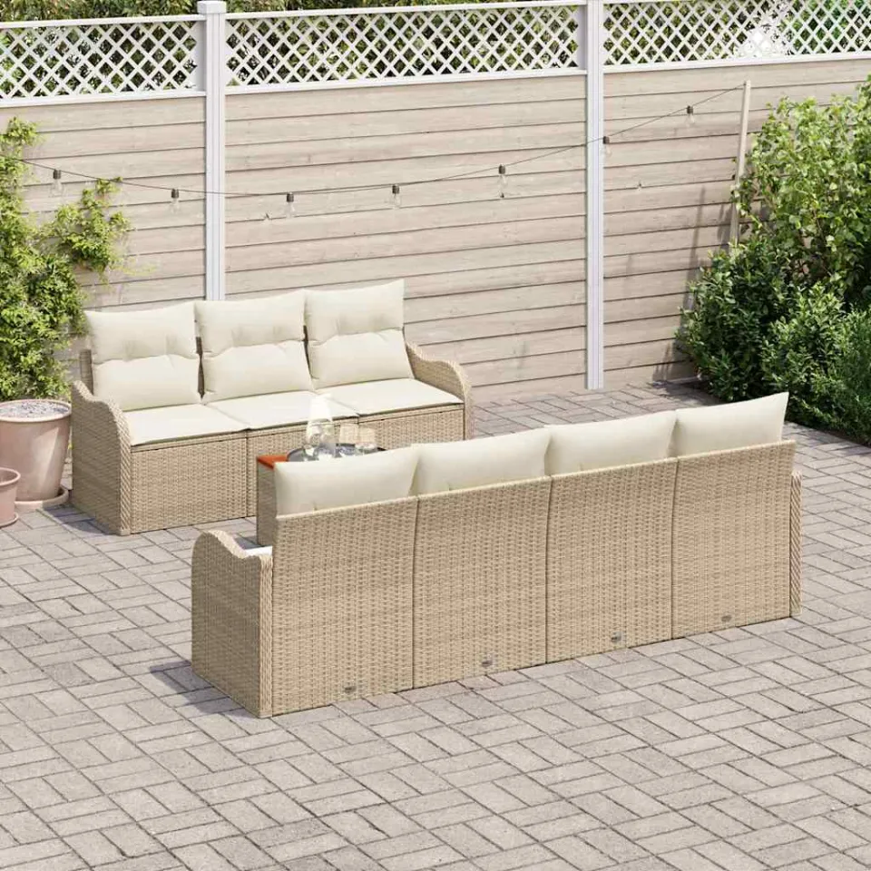 vidaXL Tuinbankenset 8 st Beige poly rattan, foto 3