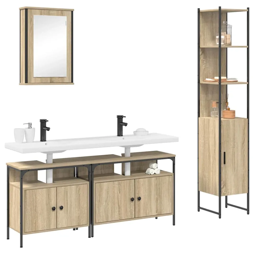 vidaXL Badkamermeubelset 4 st Sonoma Eiken 33 x 33 x 185,5 cm Bruin