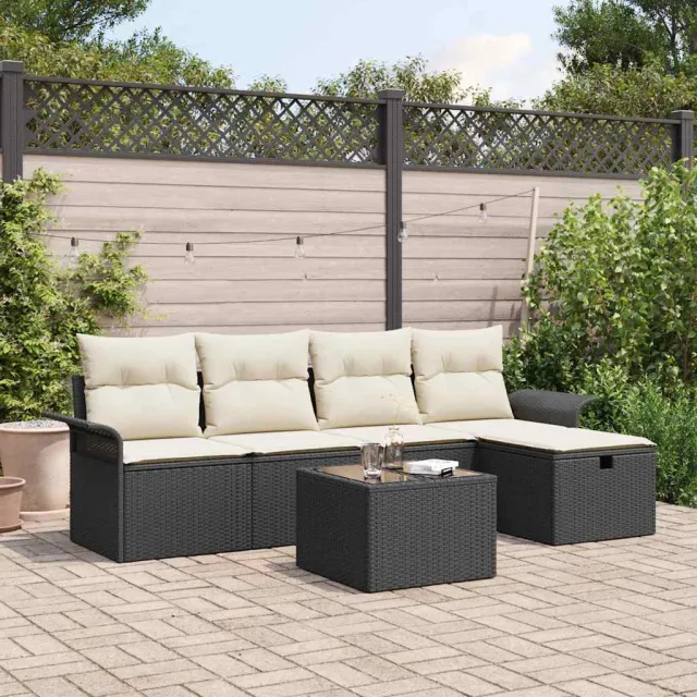 vidaXL Tuin Sofa Set 6 st Poly riet Bruin