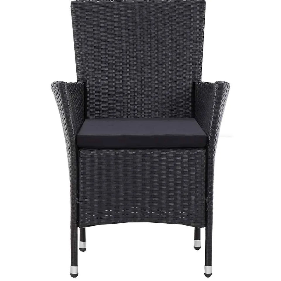 vidaXL 5-delige Tuinset poly rattan zwart