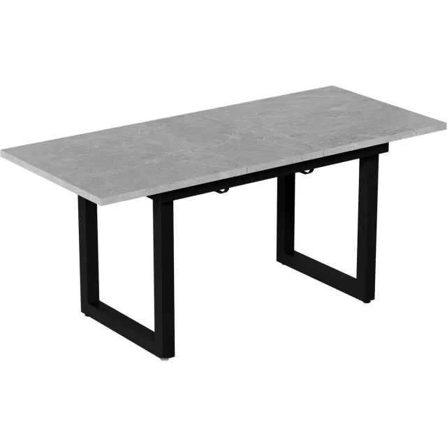 MUVANO Uitschuifbare eettafel betonlook - Industriële eettafel zwart - Moderne rechthoekige tafel - 140/180x80x75 cm - Verlengbaar - Eetkamer Grijs Zwart