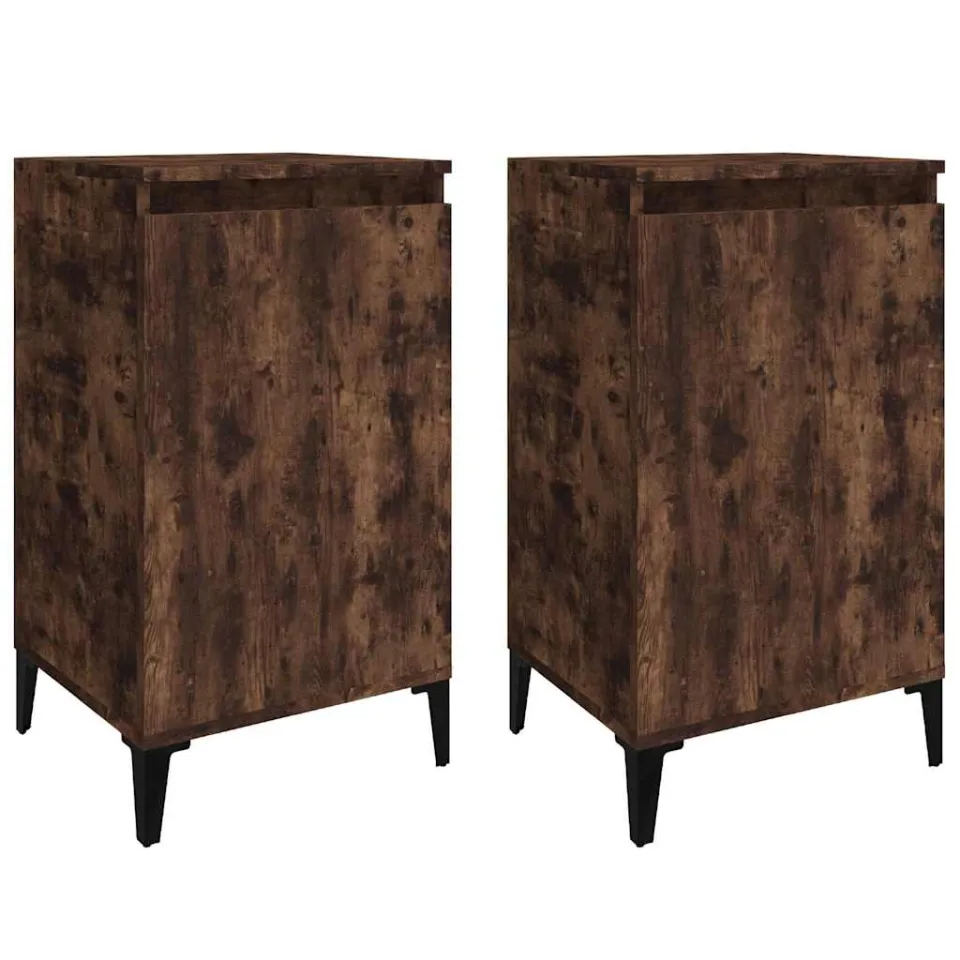 vidaXL Nachtkastjes 2 st 40x35x70 cm bewerkt hout gerookt eikenkleurig Bruin