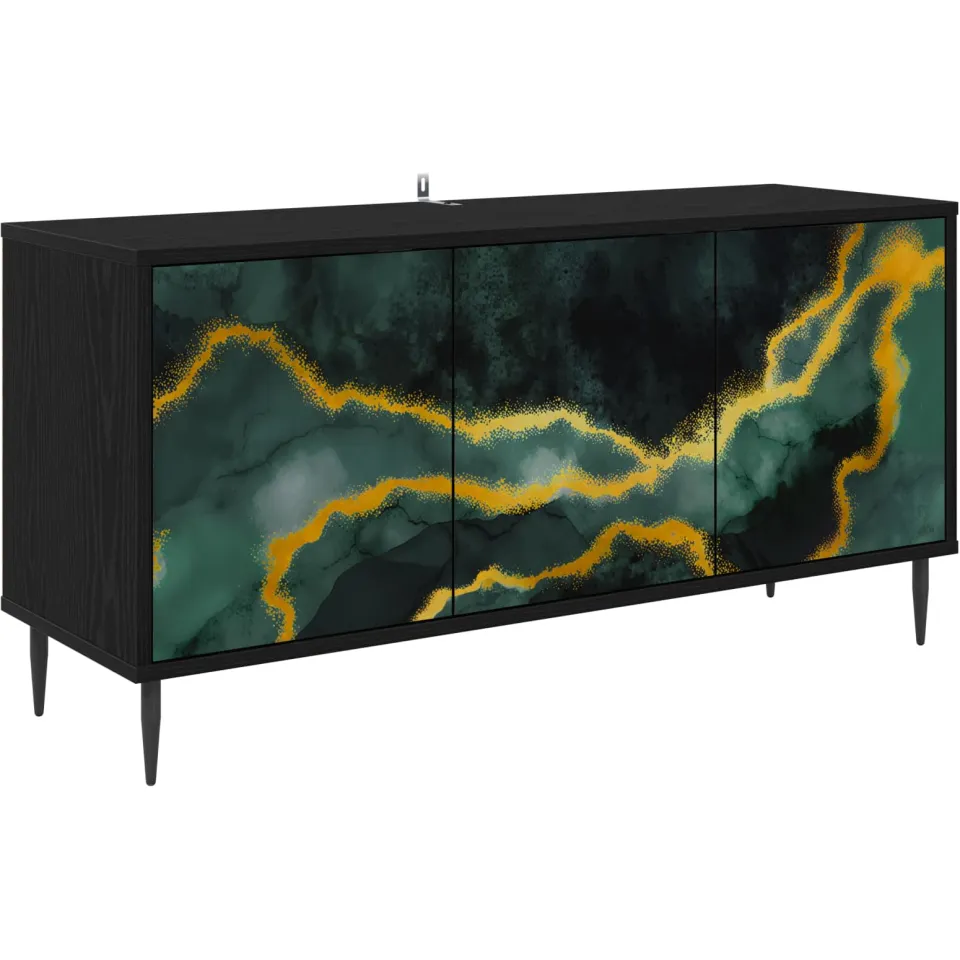 vidaXL Tv-meubel WIJHE 102 x 33 x 51 cm Zwart eiken Bewerkt hout, foto 3