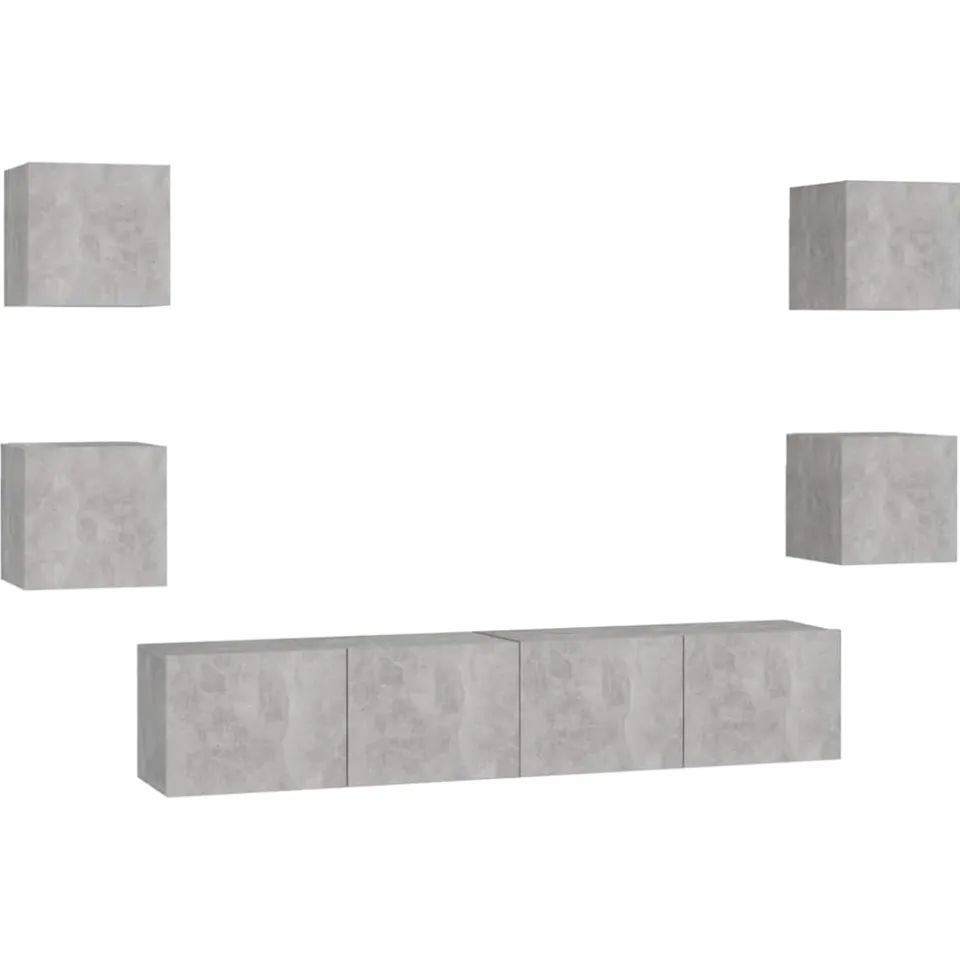vidaXL 6-delige Tv-meubelset bewerkt hout betongrijs grijs, foto 3