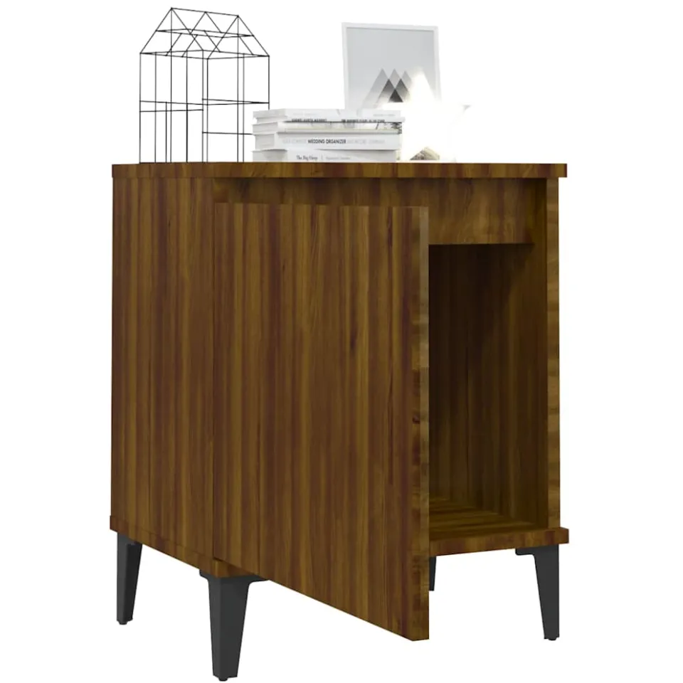 vidaXL Nachtkastje met metalen poten 40x30x50 cm bruin eikenkleur