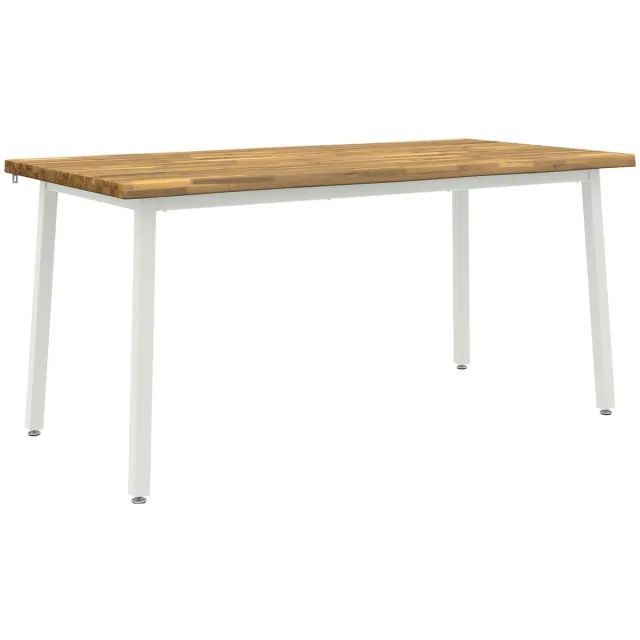 vidaXL Eettafel - met - levendige - rand - 140 - x - 90 - x - 75 - cm Wit