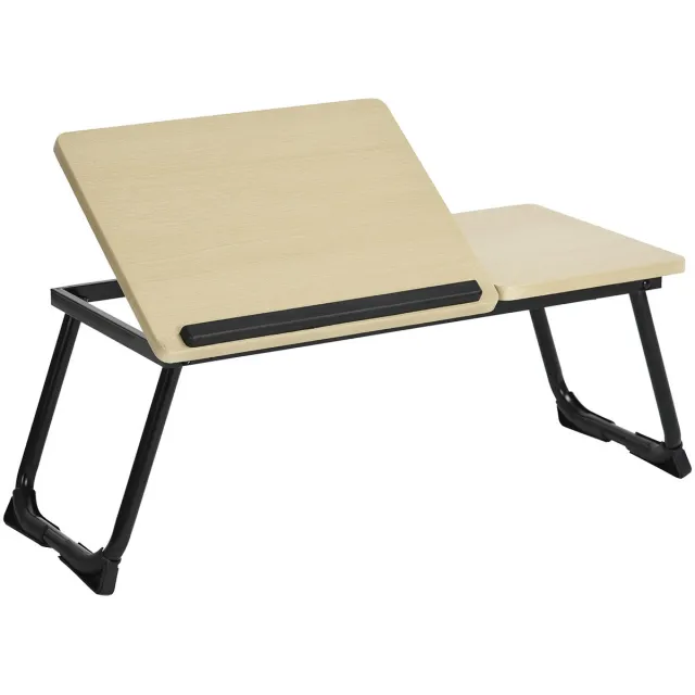MEUBLE COSY Laptoptafel - Banktafel Inklapbaar Tabletgleuf Zwart metaal - Beuken Wit