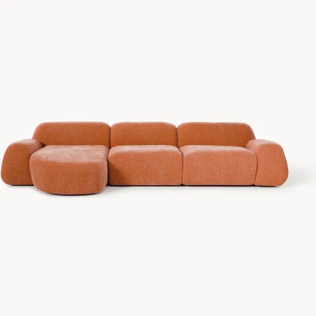 Westwing Collection Modulaire teddy-hoekbank Wolke (4-zits) Terracotta