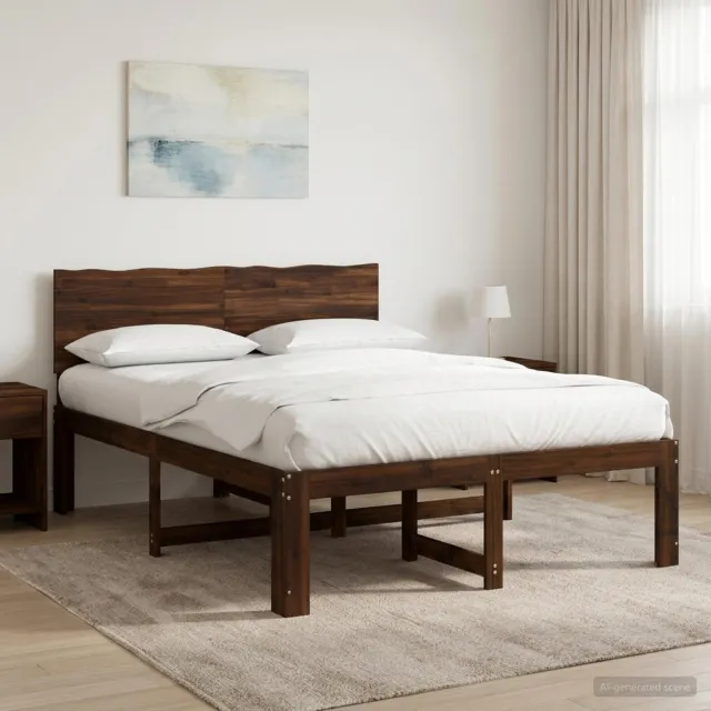 vidaXL Tweepersoonsbed met hoofdeinde ROSTOCK Donkerbruin 140 x 190 cm