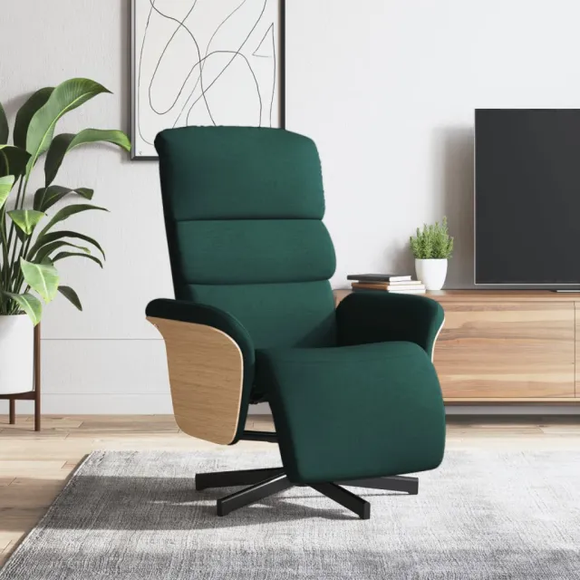 vidaXL Fauteuil verstelbaar met voetensteun stof donkergroen