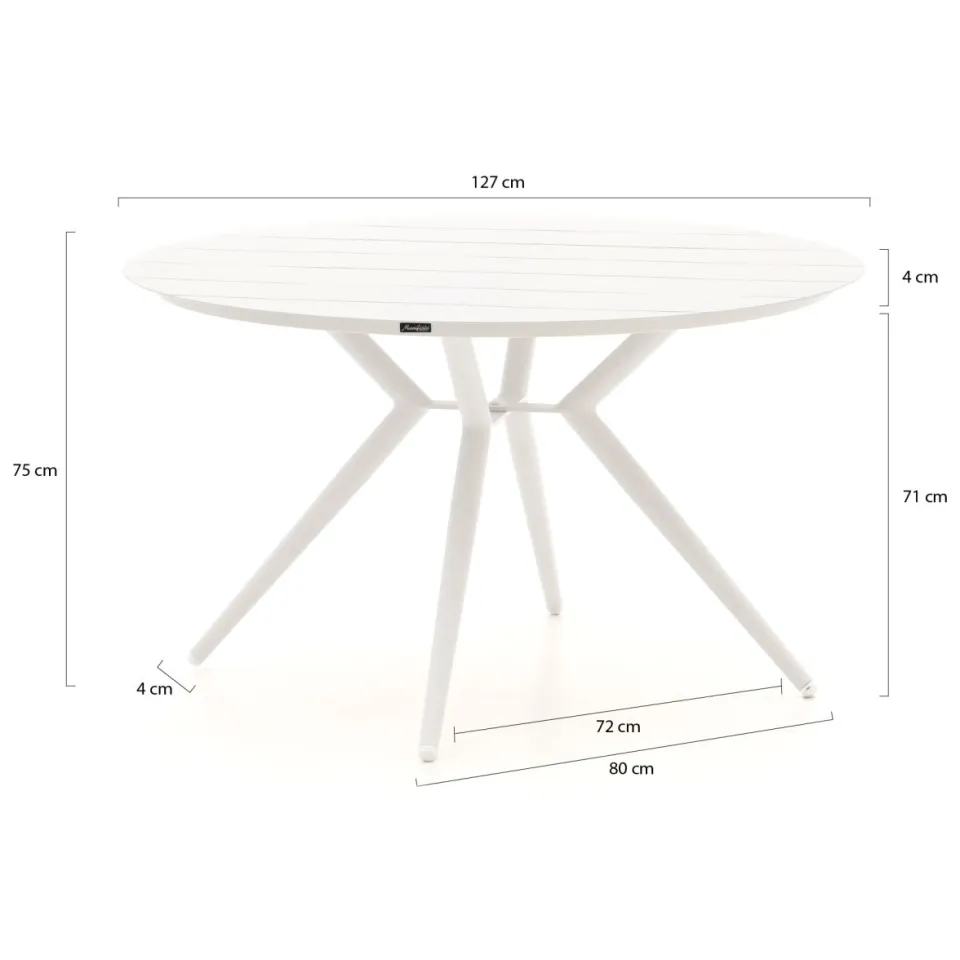 Hartman tuinmeubelen Hartman Le Soleil Element/Sora ø127cm dining tuinset 5-delig wit, foto 4