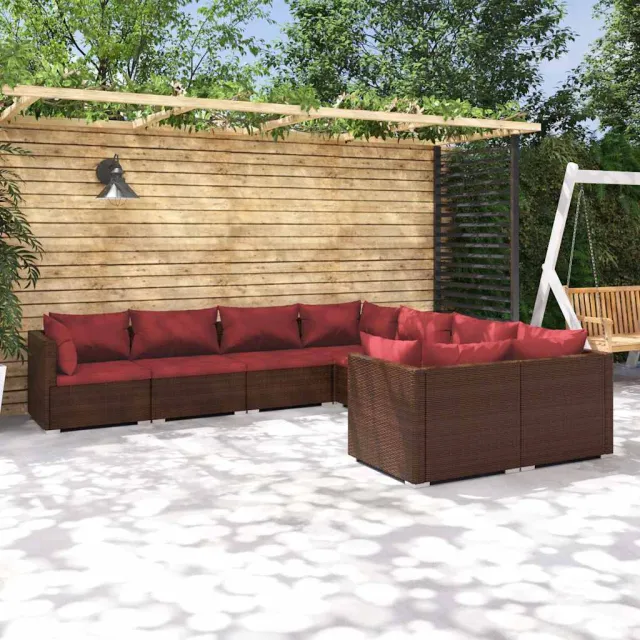 vidaXL 8-delige Loungeset met kussens poly rattan bruin, foto 2