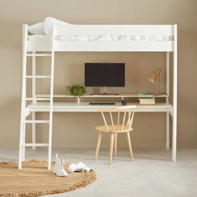 NOUS Kids hoogslaper met bureau Robin (90x200 cm) Wit