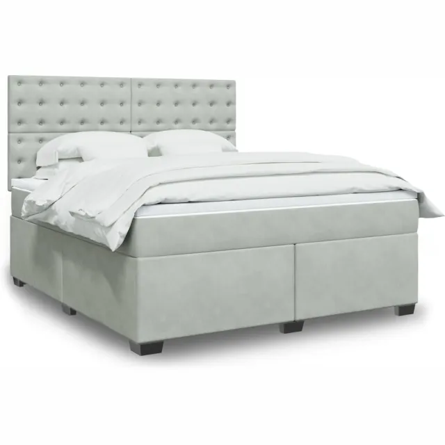 vidaXL Boxspring met matras fluweel lichtgrijs 180x200 cm grijs