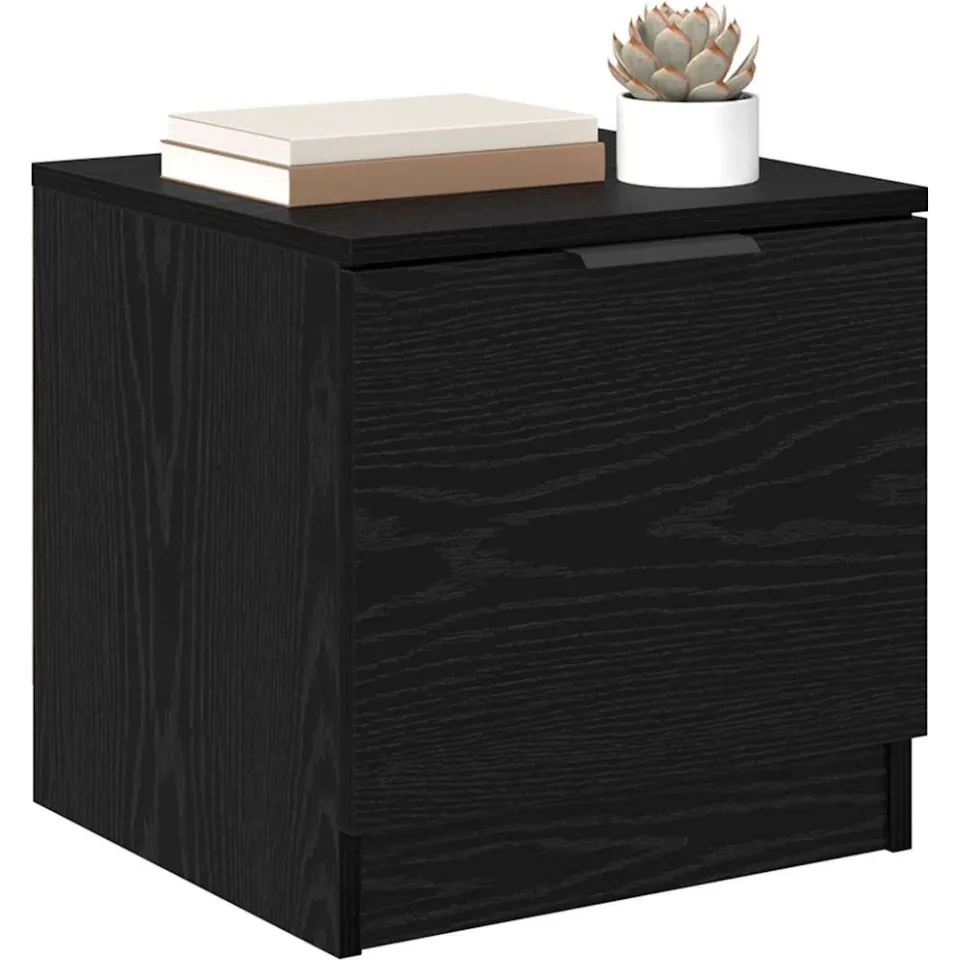 vidaXL Bed kast 2 st Zwart Eiken 40 x 39 x 40cm Bewerkt hout