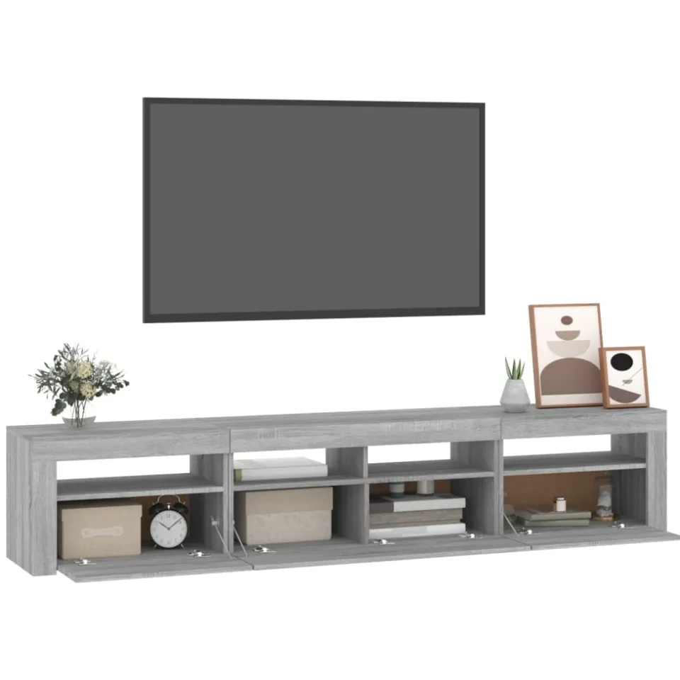 vidaXL Tv-meubel met LED-verlichting 210x35x40 cm grijs sonoma eiken