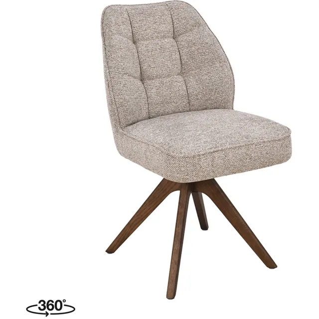LABEL51 Yuto Eetkamerstoel - Creme - Prestige - Walnoot Hout - Stoel - Normale eetkamerstoel
