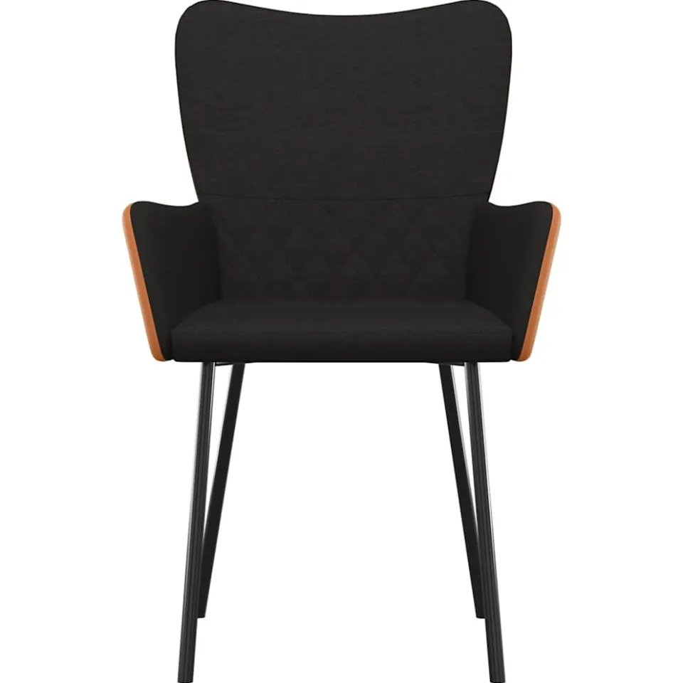 vidaXL Eetkamerstoelen 2 st stof en kunstleer zwart, foto 4