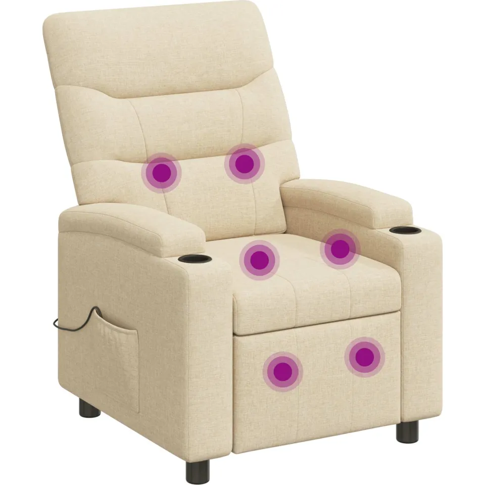 vidaXL Massage-relaxstoel Crèmekleurig 75 x 95 x 103 cm Stof, foto 3