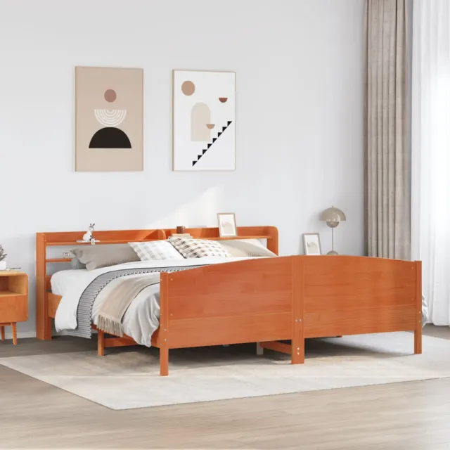 vidaXL Bedframe zonder matras massief grenenhout wasbruin 200x200 cm bruin