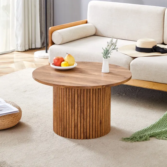 Sweiko Ronde Salontafel - Bijzettafel - Nachtkastje - Diameter 70 cm - MDF - Natuurlijke